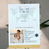 Faux Gold Heart Passport Destination Wedding Einladung