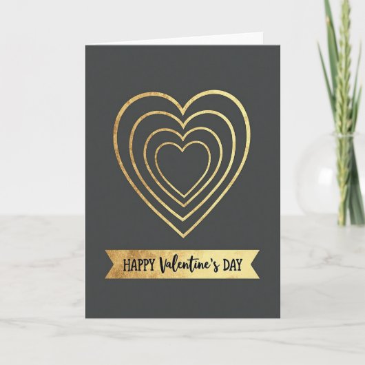 Faux Gold Hearts Valentines Day Card Karte (Vorderseite)
