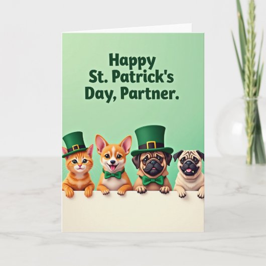 Faux Gold Holiday Pets Card Karte (Vorderseite)