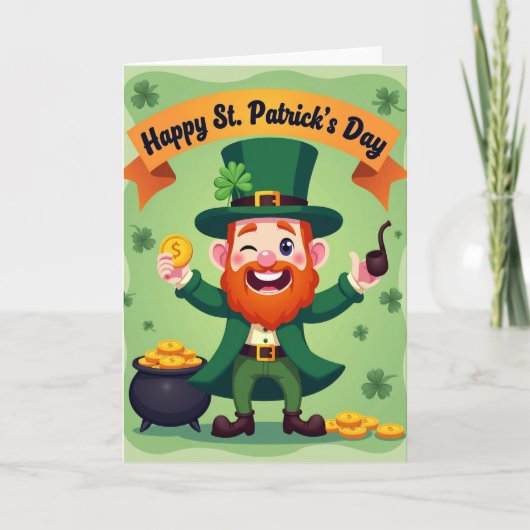 Faux Gold Leprechaun St Patricks Card Karte (Vorderseite)
