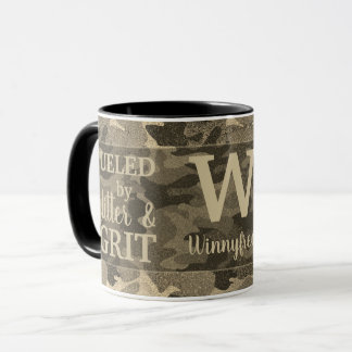 Faux Gold Metallic Camouflage Glitter Monogram Tasse