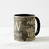 Faux Gold Metallic Camouflage Glitter Monogram Tasse (VorderseiteRechts)