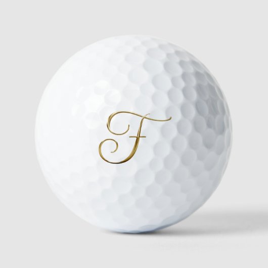 Faux Gold Metallic Monogram F Golfball (Vorderseite)