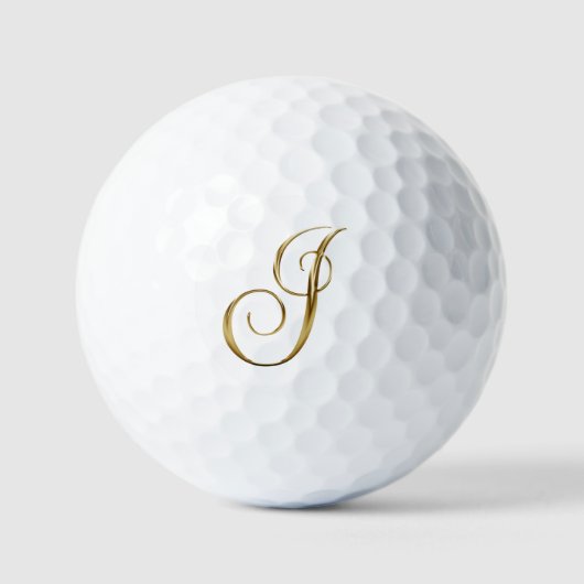 Faux Gold Metallic Monogram I Golfball (Vorderseite)