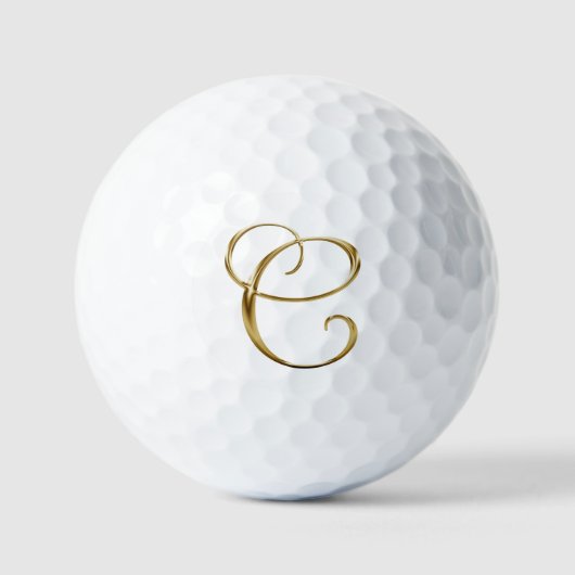 Faux Gold Metallisches Monogramm C Golfball (Vorderseite)