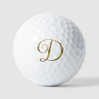 Faux Gold Metallisches Monogramm D Golfball