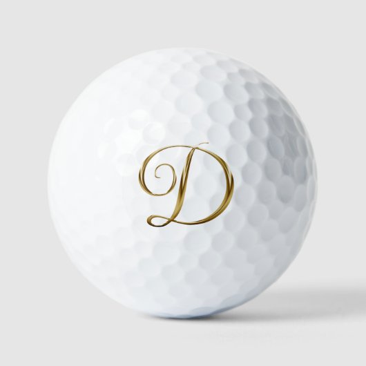 Faux Gold Metallisches Monogramm D Golfball (Vorderseite)