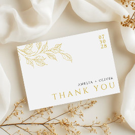 Faux Gold Modern Botanical Wedding Dankeskarte