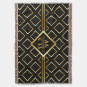 Faux Gold Monogram - Black and Gold Decke (Vorderseite Vertikal)