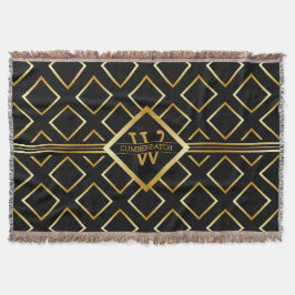 Faux Gold Monogram - Black and Gold Decke