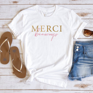 Faux Gold Pink Französisch Merci Beaucoup T-Shirt