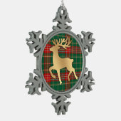 Faux Gold Reindeer Plaid Schneeflocken Zinn-Ornament (Links)