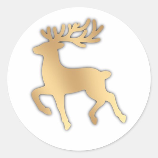 Faux Gold Reindeer Runder Aufkleber (Vorderseite)