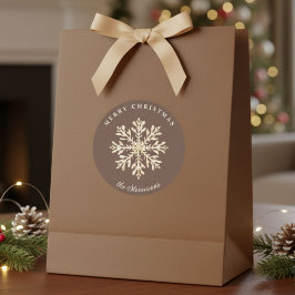 Faux Gold Snowflake Brown Custom Holiday Runder Aufkleber