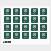 Faux Gold Snowflake Emerald Custom Holiday Quadratischer Aufkleber (Blatt)