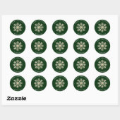 Faux Gold Snowflake Green Custom Holiday Runder Aufkleber (Blatt)