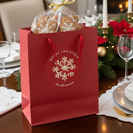 Faux Gold Snowflake Red Custom Holiday Runder Aufkleber