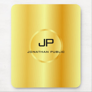 Faux Gold Template Modern Elegant Monogrammed Mousepad
