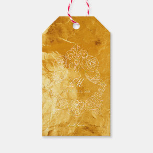 Faux-Gold-Textur Barock-Wappen-Monogramm-Hochzeit Geschenkanhänger