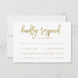 Faux-Gold-Typografie   Essenswahl-RSVP RSVP Karte