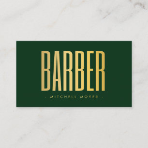 Faux Gold und grüner Friseursalon Minimalist   Visitenkarte