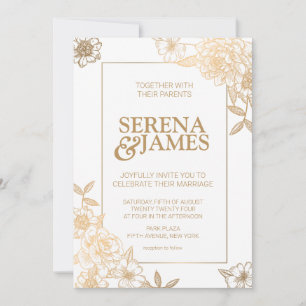 Faux Gold vergoldete Boho Vintage Blumenhochzeit Einladung