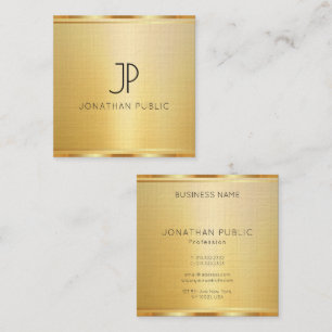 Faux Gold Vorlage Premium Leinen Elegant Luxus Quadratische Visitenkarte