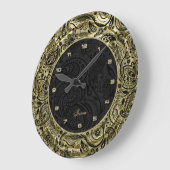 Faux Gold With Black Paisley & Background Große Wanduhr (Winkel)