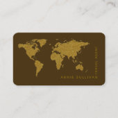 Faux Gold World Map Travel Agent brown Visitenkarte (Vorderseite)