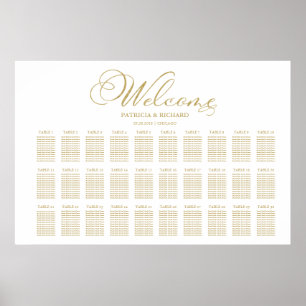 Faux-Goldfolie 30 Tische Hochzeits-Sitzplan Poster