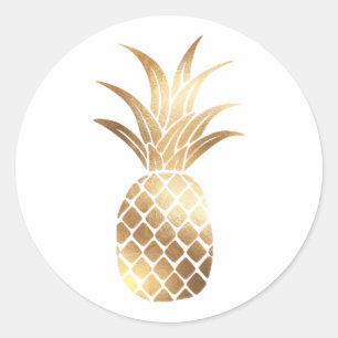 Faux-Goldfolie-Ananas-Aufkleber Runder Aufkleber
