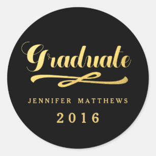 Faux Goldfolie Glamour 2016 Abschlussaufkleber Runder Aufkleber