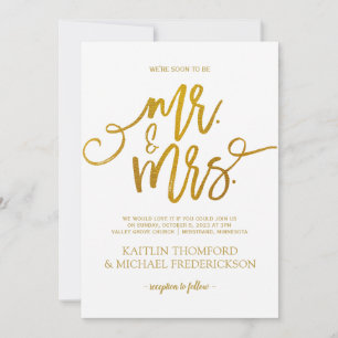 Faux-Goldfolie-Hochzeits Einladungen Pinsel Schr
