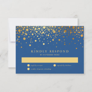 Faux-Goldfolie-Konfetti-Punkte Blaue RSVP-Karte RSVP Karte