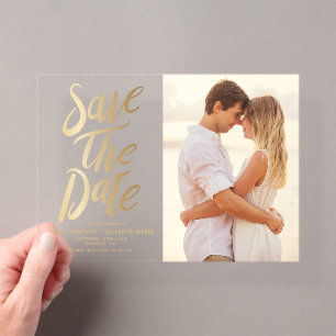 Faux Goldfolie-Typografie und Punkte-Foto Acryleinladungen
