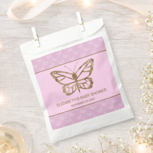 Faux-Goldfolien-Look Schmetterling - Lila Babypart Geschenktütchen