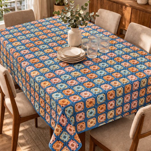 Faux Granny Square Häkelmuster Tischdecke