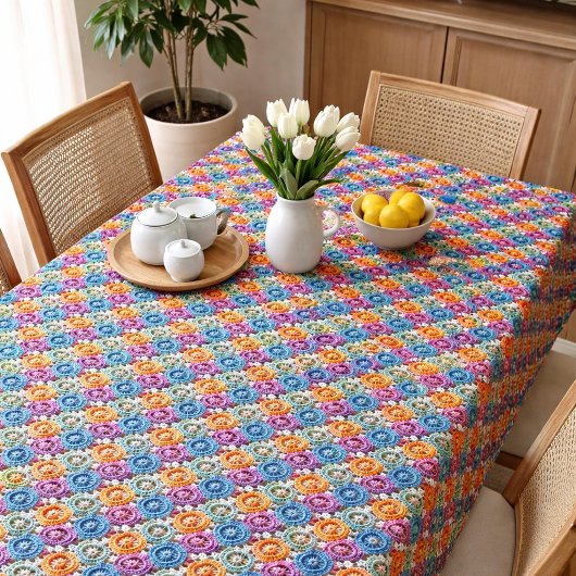 Faux Granny Square Häkelmuster  Tischdecke