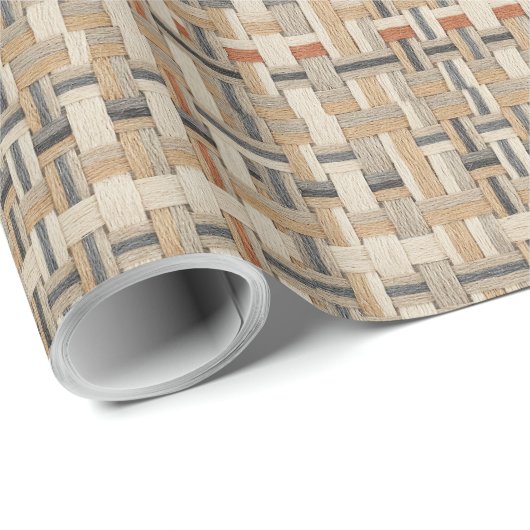 Faux Grasscloth Geometric Weave Pat#3 ID1271 Geschenkpapier (Rolleneckpunkt)