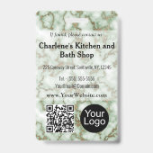 Faux Green Gold Marble ID Ausweis (Back)