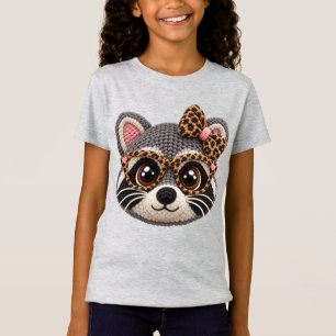 Faux-Häkel-Waschbär mit Leopard-Coquette-Schleife T-Shirt