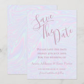 Faux holografischer Effekt Textur blau Save The Date (Vorne/Hinten)
