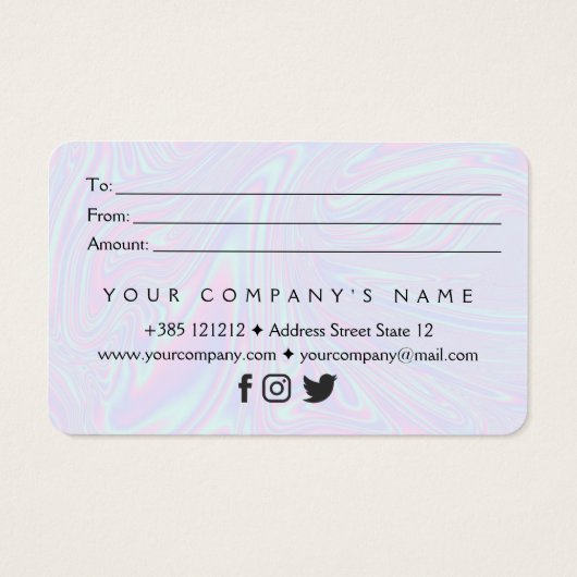 Faux holographic effect texture blue Gift Card (Rückseite)