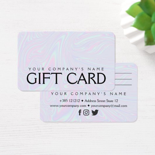 Faux holographic effect texture blue Gift Card (Schreibtisch)