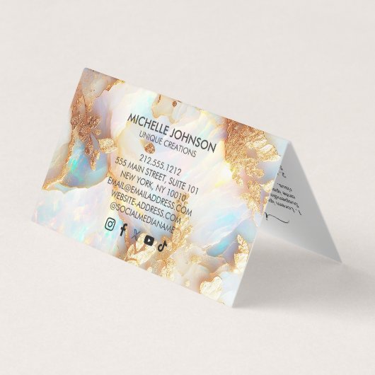 Faux Holographic Iridescent Opal Crystal Creative Visitenkarten (Rückseite)