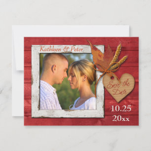 FAUX Holz, Blätter, Herz, Weizen FOTO Speicherdatu Save The Date