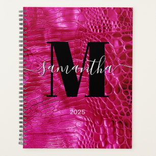 Faux Hot Pink Leder Signature Monogramm 2025 Planer