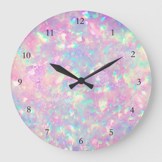 FAUX iridescent opal effect Large Clock Große Wanduhr (Vorderseite)