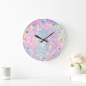 FAUX iridescent opal effect Large Clock Große Wanduhr (Zuhause)