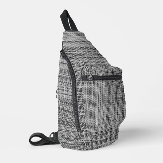 Faux-Knittstoff Grau Crossbody Bag (Linke Seite)